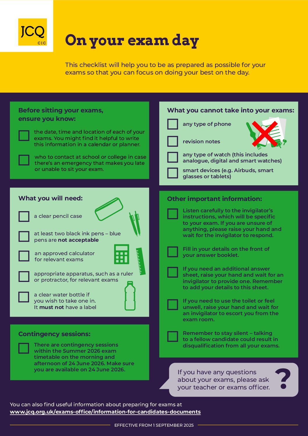 Preparing to sit your exams