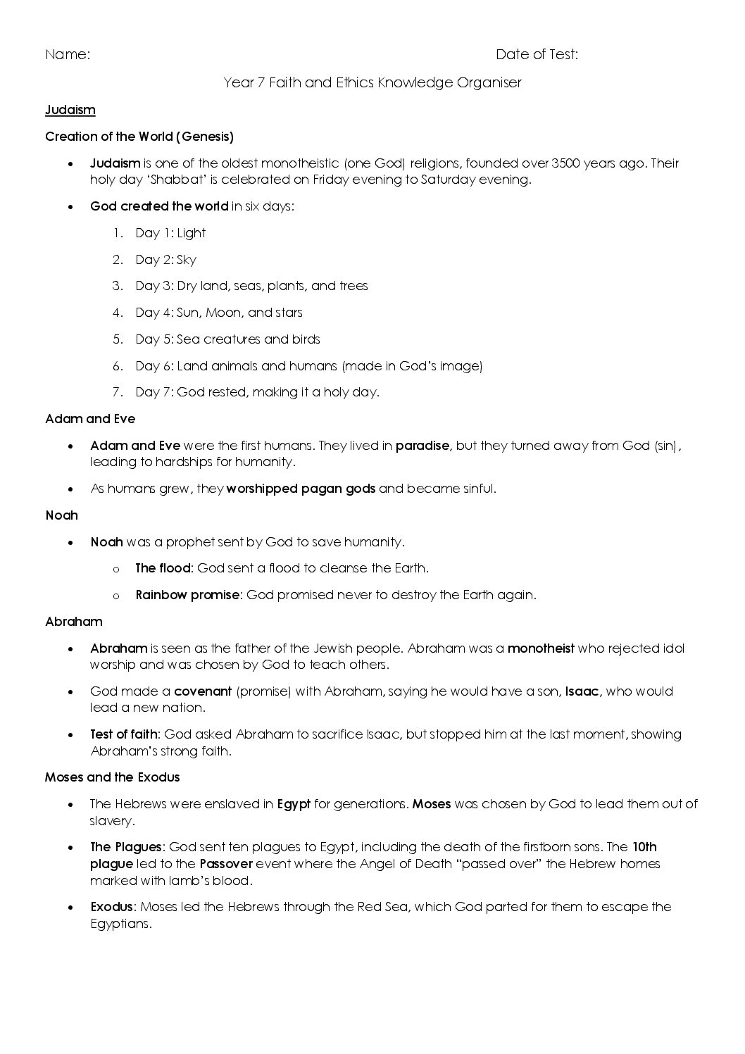 FE YEAR 7 EOY KNOWLEDGE ORGANISER