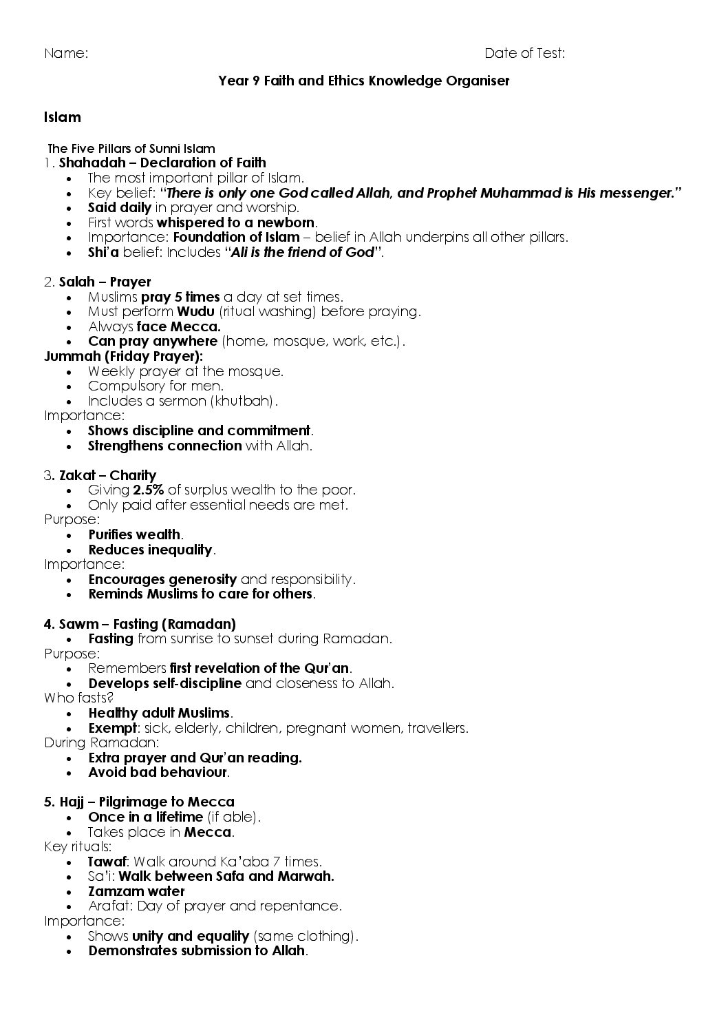 FE YEAR 9 EOY KNOWLEDGE ORGANISER