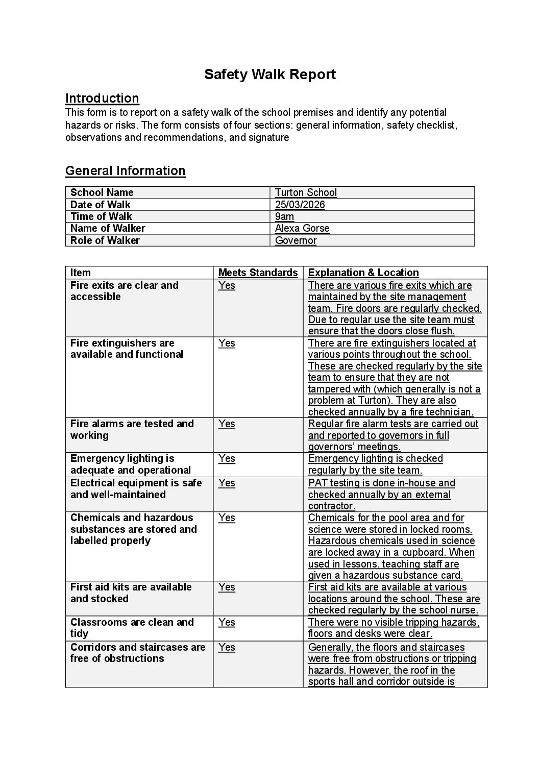 Health Safety Walk – April 2026