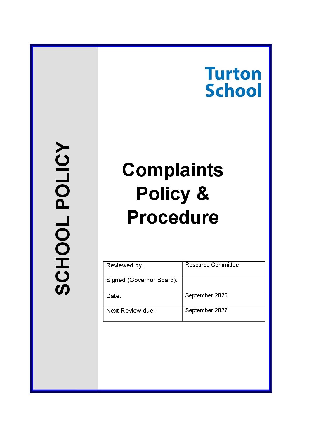 Complaints Policy Procedure (Sept 2026)