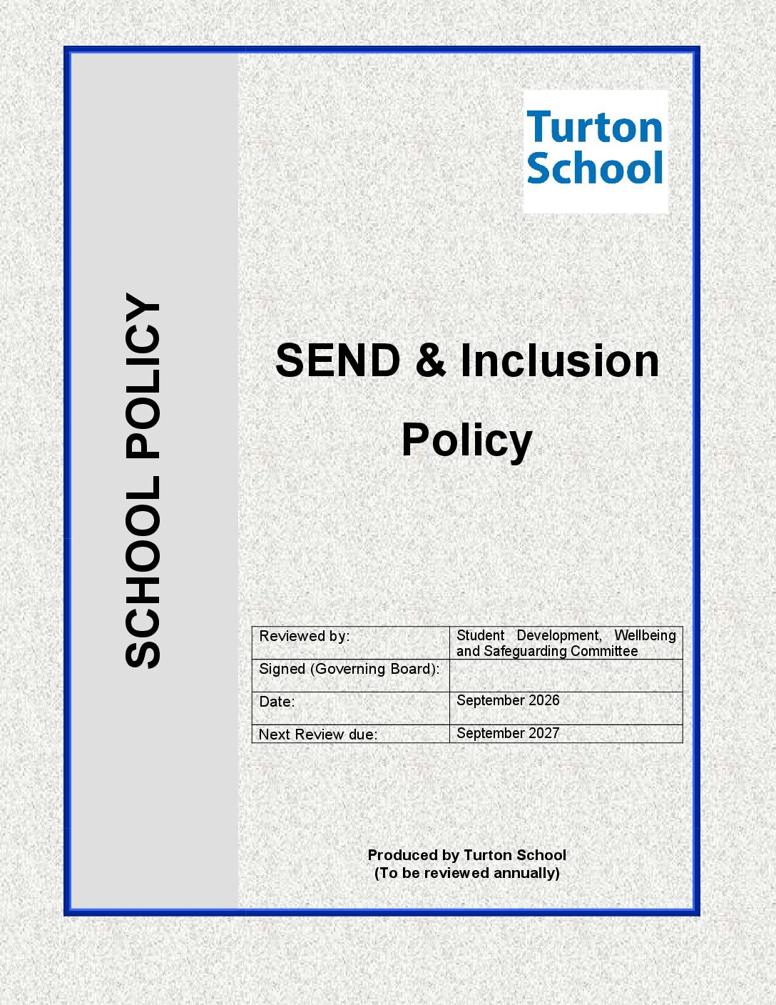 SEND & Inclusion Policy (September 2026)