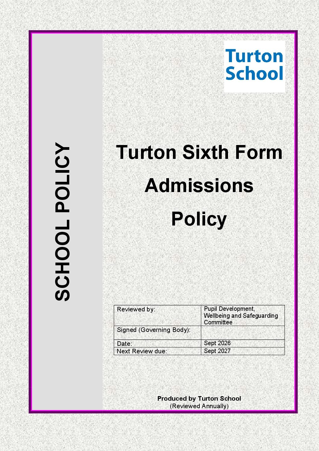 Sixth Form Admissions Policy Sept 2026