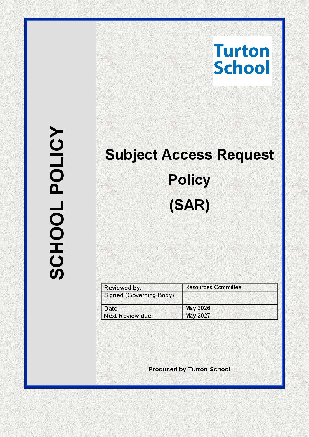 Subject Access Request Policy (Sept 2026)